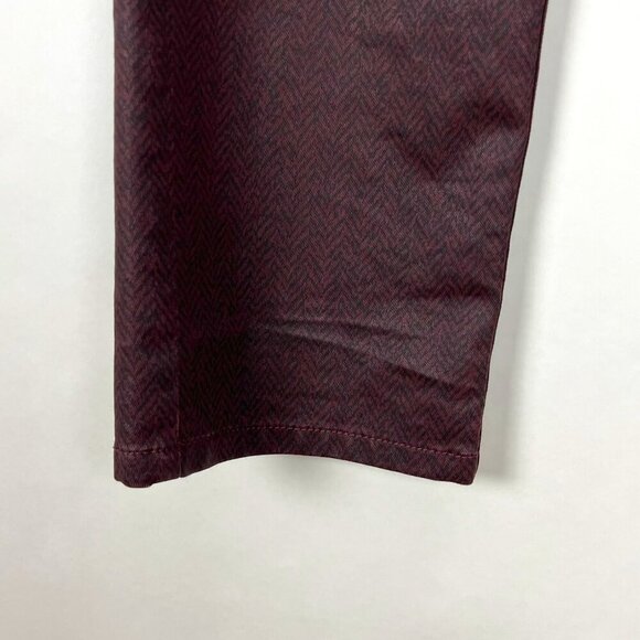 Lafayette 148 Coated Jeans Womens 6 Burgundy Mid Rise Straight Herringbone Print - Picture 3 of 13